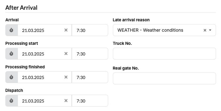 Arrival tracking screenshot